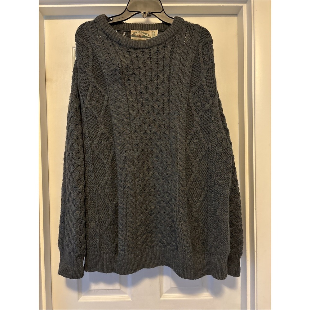 Aran Crafts Wool Sweater Mens XXL Cable‎ Oarsman Fisherman Celtic Ireland Green